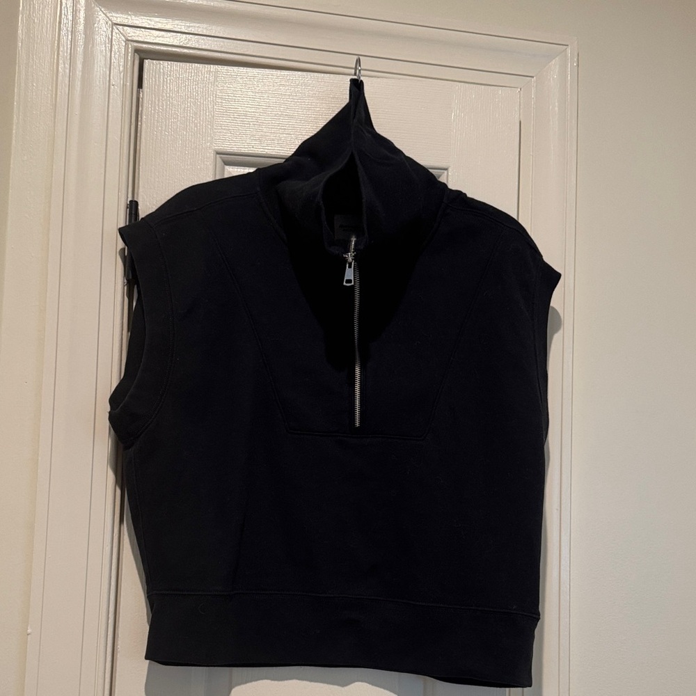 Abercrombie & Fitch Black Sleeveless Half-Zip Mock Neck Sweatshirt